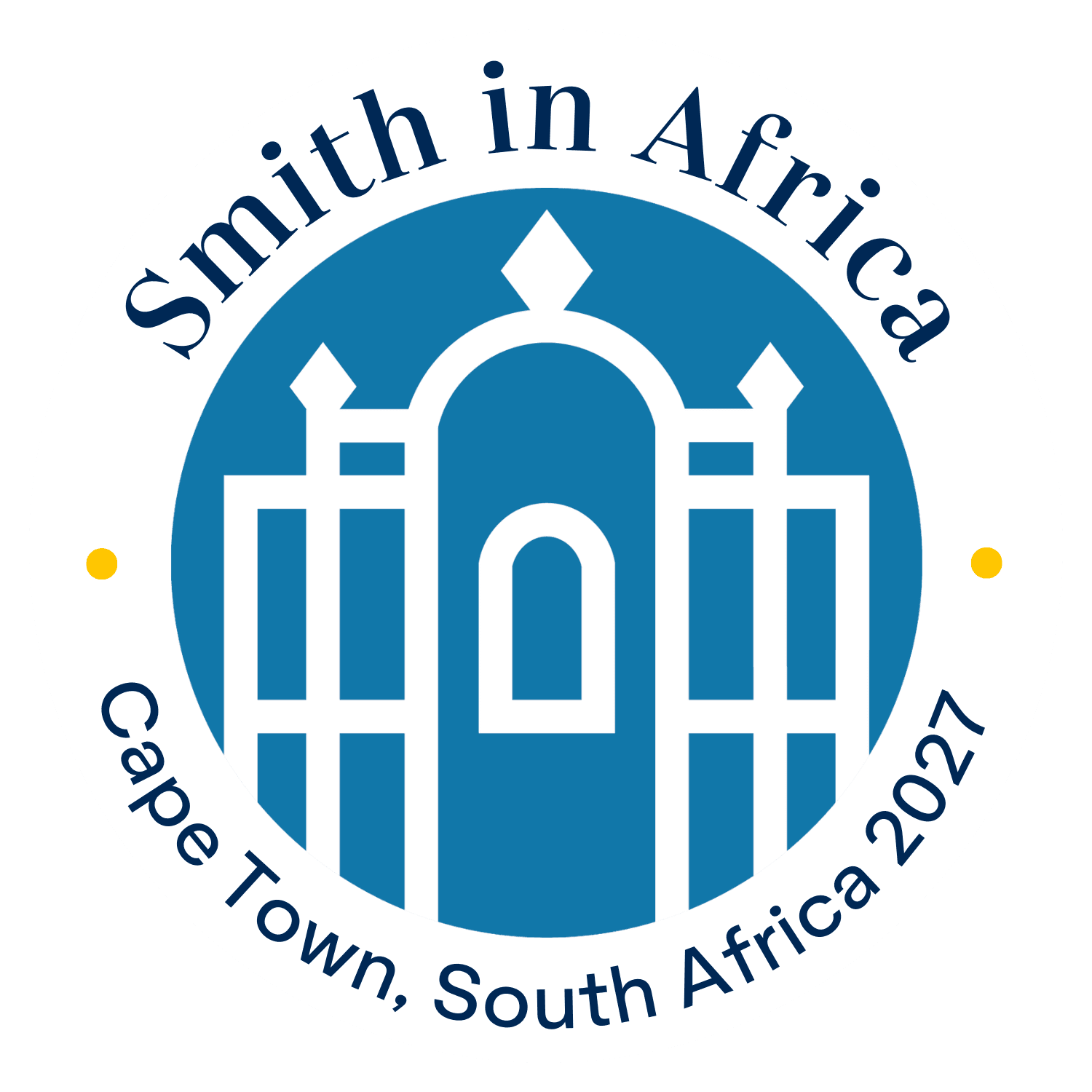 Blue Smith in Africa logo with white building icon, Cape Town, South Africa 2027.