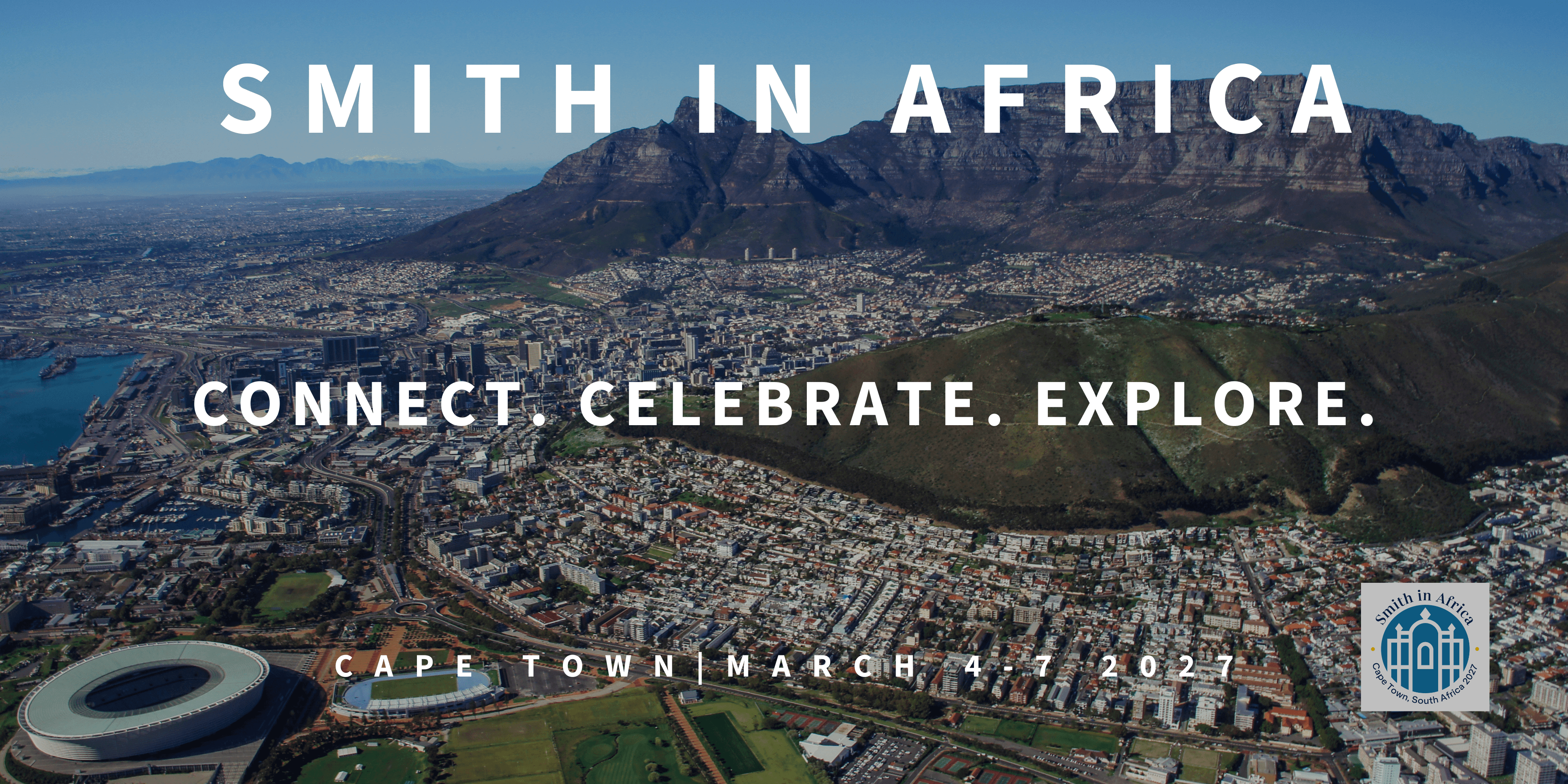 Aerial view of Cape Town and Table Mountain for Smith in Africa, March 4-7, 2027.